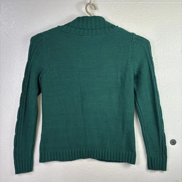 St. Johns Bay Cable Knit Sweater Womens Sz L Green Button up Cardigan Preppy Mom - Picture 4 of 11